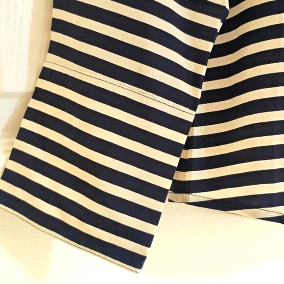 J. Crew Womens The Boy Shirt 8 100% Silk Navy Cream Stripe Pockets Button Blouse - Picture 5 of 10
